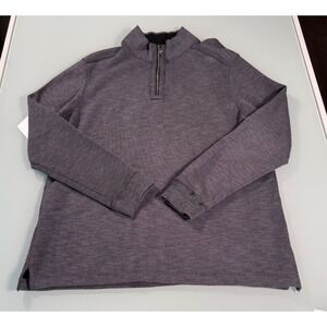 Tasso Elba Sweater Men's XL Gray Mock Neck 1/4‎ Zip 100% Cotton Casual Pullover